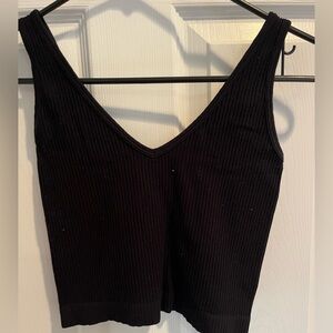 Black Ribbed Tank Top